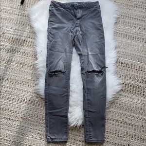 Grey distressed high waisted skinny jean